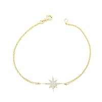 North Star Bracelet, Celestial Bracelet, 14K Real Gold North Star Bracelet, Minimalist Gold Star Bracelet, Dainty initial Star Bracelet