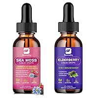 Black Seed Oil & Sea Moss Liquid Drops - Elderberry Syrup | Black Elderberry Liquid Drop Zinc Quercetin Supplements