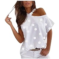 SNKSDGM Women Summer T-Shirt V Neck Cold Shoulder Tunic Tops Blouse Casual Loose Strappy Off Shoulder Cute Graphic Tee Shirts