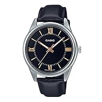 Casio MTP-V005L-1B5 Men's Standard Analog Black Leather Band Roman Black Dial Watch