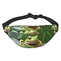 Tree Frog Print Fanny Packs for Women Men Crossbody Waist Bag Waterproof Belt Bag with Adjustable Strap