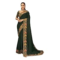 green Indian Bridal Silk Designer Sari Wedding Traditional heavy saree Blouse 7701