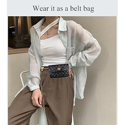 BEMYLV Leather Chain Belt Bag for Women Crossbody Waist Purse
