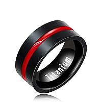Black Titanium Steel Red Line LGBT Pride Ring for Gay & Lesbian Promise Engagement Wedding Bands Y1599