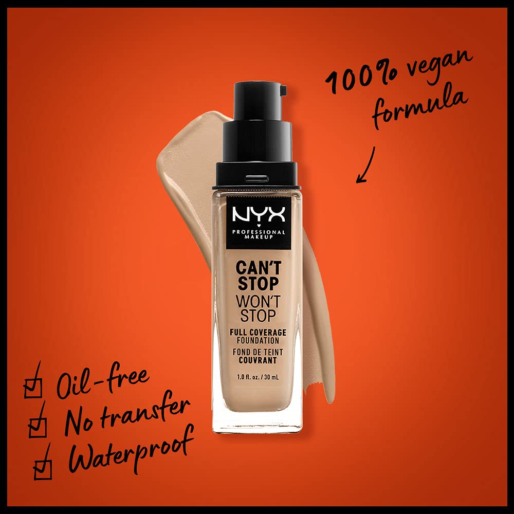 NYX PROFESSIONAL MAKEUP Can't Stop Won't Stop Foundation, 24h Full Coverage Matte Finish - Buff