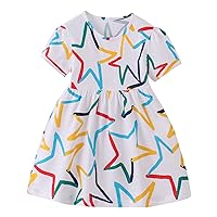 Toddler Girl Colorful Five Pointed Star Pattern Summer Casual Dress Sundress of Casual Dress 2 to 7 Heart Dresses