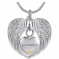 Heart Cremation Urn Necklace for Ashes Urn Jewelry Memorial Pendant with Fill Kit and Gift Box - Always on My Mind Forever in My Heart for Grandpa(November)