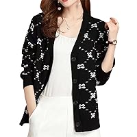 Sweaters Women Cardigan V-Neck Long Sleeve Knitting All-Match Comfortable Elegant Clothing Tops