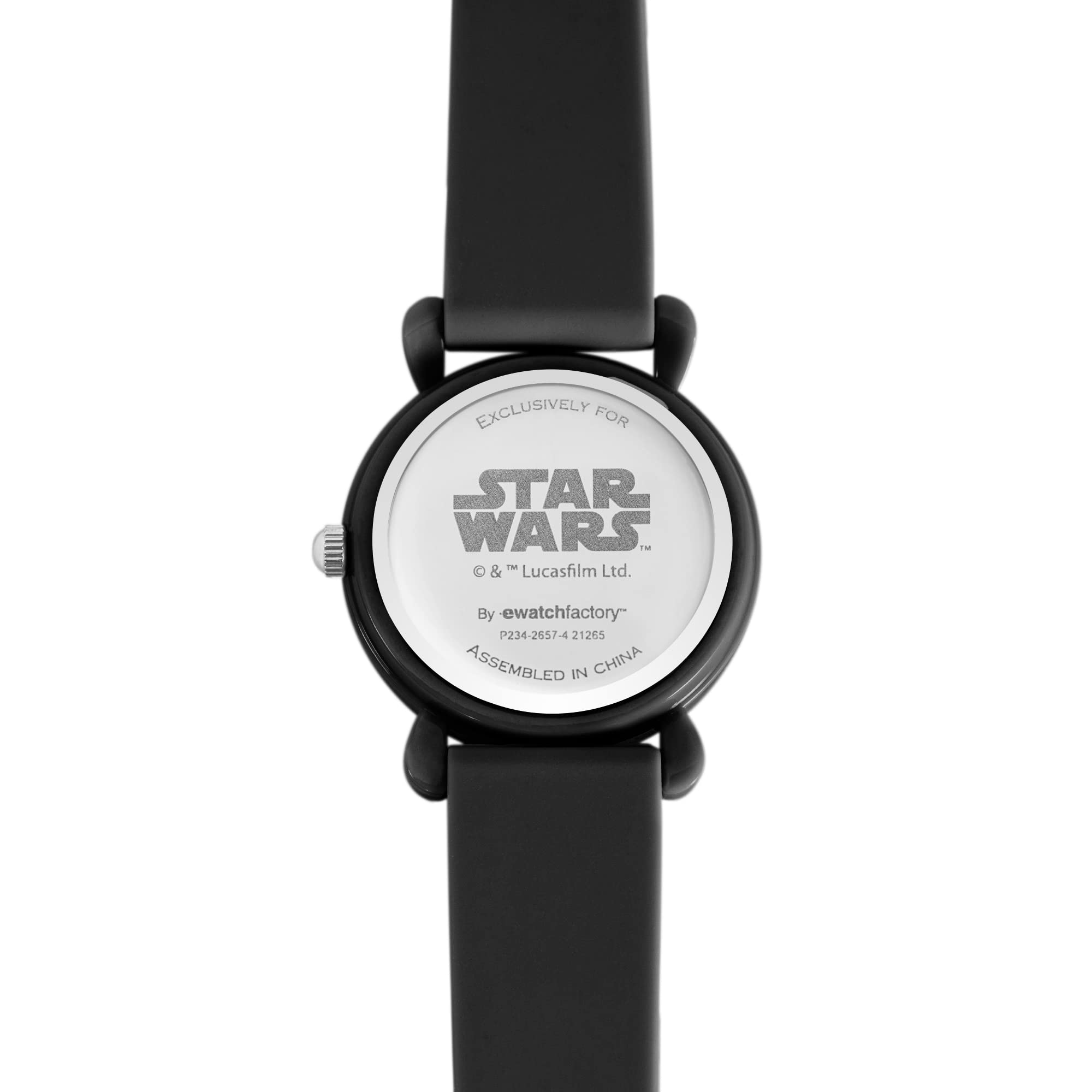 STAR WARS Kids' Plastic Time Teacher Analog Quartz Silicone Strap Watch, Black/Black