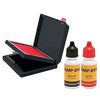 Stamp-Ever Two Color Pad/Refill Ink, Pads Measure 2-3/8 x 4 Inches Each, Two 15ml Bottles of Refill Ink, Black/Red (6193)