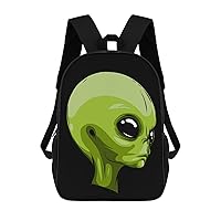 Green Alien Backpack 17 Inch Laptop Backpack Adjustable Strap Daypack Shoulder Bag Purse for Hiking Travel