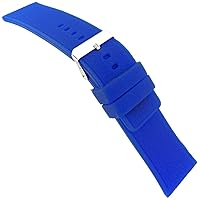28mm Trendy Blazing Bright Blue Textured Rubber Silicone Waterproof Watch Band