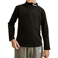 Kids Boys Solid Color Mock Neck Long Sleeve Tops Casual Turtleneck T-Shirt Tops Lounge Wear