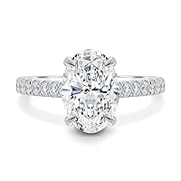 Kiara Gems 3 Carat Oval Moissanite Engagement Ring Wedding Ring Eternity Band Vintage Solitaire Halo Setting Silver Jewelry Anniversary Promise Ring Gift for Her