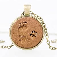 Gifts Necklace Accessories Footprint Dog Paw Pendant For Dog Lover By TenDollar (Gold)