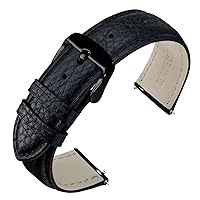 ANNEFIT Watch Band 20mm, Quick Release Textured Padded Leather Straps with Black Buckle for Men and Women (Black)