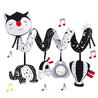 ORZIZRO Car Seat Toys, High Contrast Black and White Toys for Infants 0-3 6 12 Months, Musical Black Fox Carseat Toys Stroller Toys for Babies Newborns