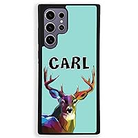 Personalized Deer Buck Case for Samsung Galaxy S22 Plus Ultra, Personalized Phone Case, Gift for His Birthday Dad Brother Husband Him, Black Rubber, Slim Fit