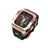 Luxury Case+Fluorine Band for Apple Watch Ultra 49mm, Mod Kit Fluororubber Strap Cover for Iwatch Ultra
