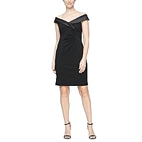 S.L. Fashions Women's Short Off The Shoulder Sheath Dress with Side Ruche