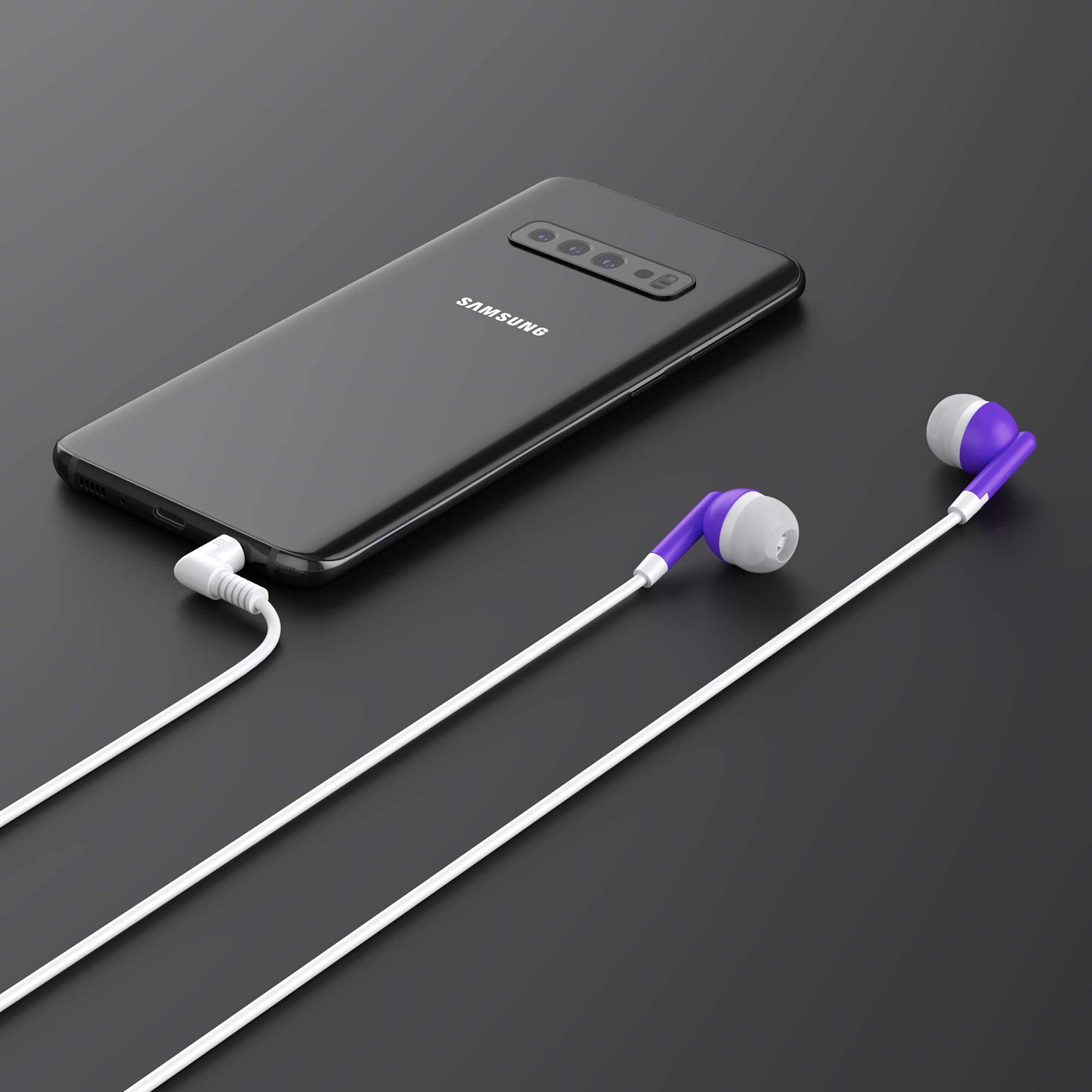 Maeline Bulk Earbuds with 3.5 mm Headphone Plug - 10 Pack - Purple