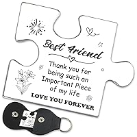 Pocket Token Gifts for Friend Birthday Christmas Friendship Gifts for Her Women Long Distance Relationship Thank You Gifts Puzzle Piece Keepsake with PU Leather Keychain - PTA22