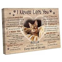 V111213 Personalized Cat I Never Left You Horizontal Landscape Canvas Wall Art Decor, Custom Canvas Sympathy Memorial Bereavement Frames with Heart Picture Photo Name Date for Cat Lover Mom Dad