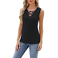 Womens Tank Tops Eyelet Embroidery V Neck Loose Casual Summer Flowy Blouse Sexy Tanks Sleeveless Tops for Women