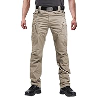 Men's Ripstop Tactical Pants Water Resistant Stretch Cargo Pants Lightweight EDC Hiking Work Pants