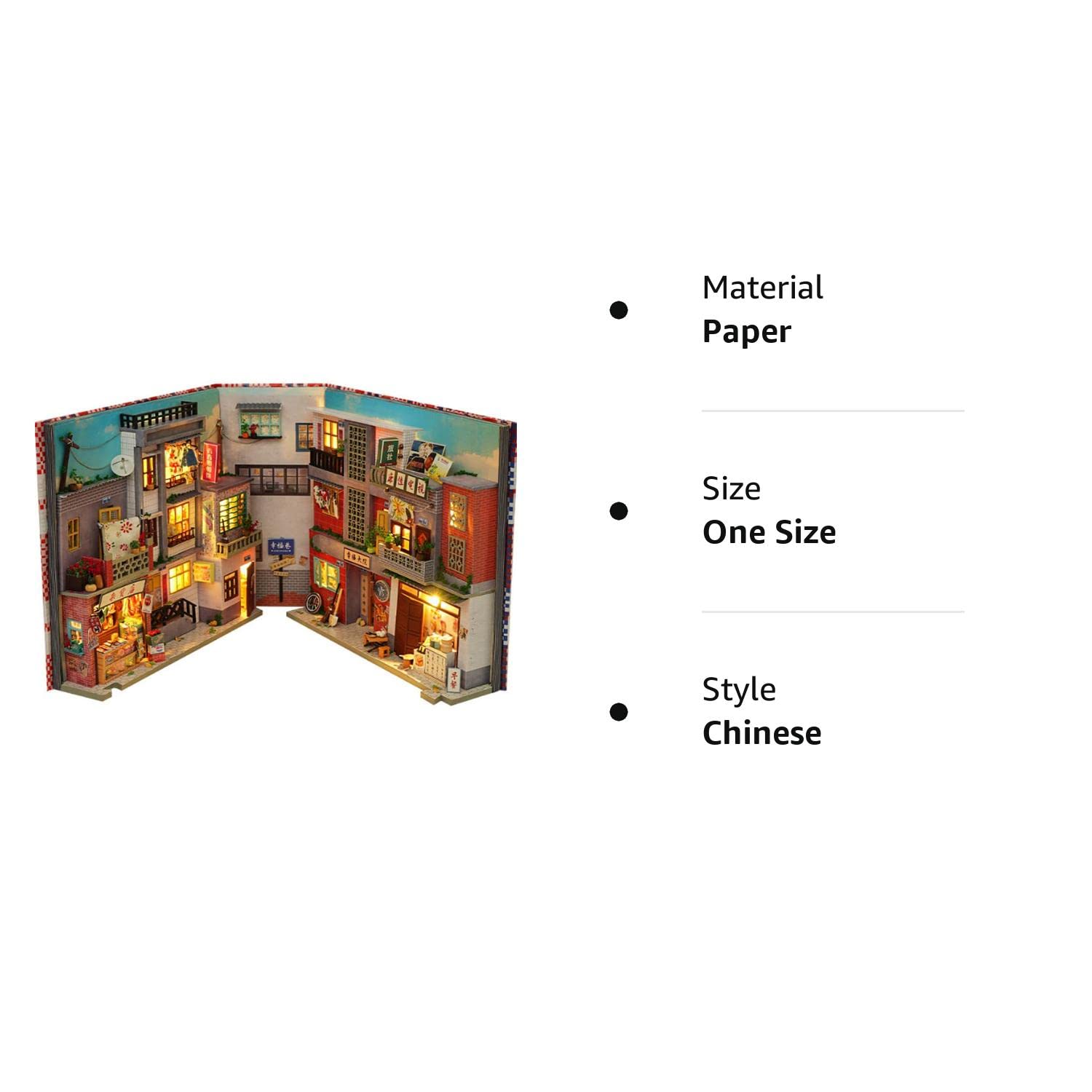 ZQWE 3D Wooden Book Stand Puzzle DIY Dollhouse Wood Bookends Book Nook Model Building Kit with LED Light for Teens and Adults to Build-Creativity Gift for Birthdays Christmas Halloween, Multicolor
