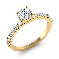 Women's 0.40 Carat Round Cut Certified Diamond Bridal Ring 14K Solid White Yellow Gold