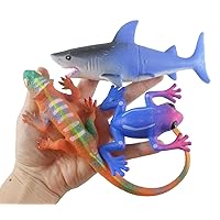 Set of 3 Jumbo Grow an Animal in Water - Shark, Lizard, Frog - Grows - Fun Sea Critter Toy Bath Fun Science Expanding Novelty Magic Absorbent Polymer Toy (Random Colors)