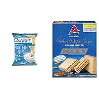 Quest Ranch Tortilla Protein Chips (Pack of 12) & Atkins Peanut Butter Protein Wafer Crisps (5 Count)