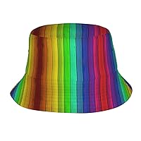 Colored Wood Print Packable Travel Sun Caps Teens Women Men Outdoor Fisherman Beach Print Bucket Hats Unisex