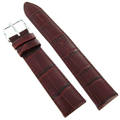16mm Hirsch Duke Alligator Grain Burgundy Genuine Leather Padded Watch Band Strap