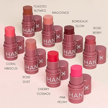 HAN Skincare Cosmetics Vegan, Cruelty-Free, Clean 3-in-1 Multistick for Cheeks, Lips, Eyes, Rose Berry | 0.20 oz