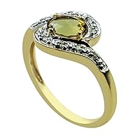 Carillon Stunning Scapolite Oval Shape 7x5MM Natural Earth Mined Gemstone 925 Sterling Silver Ring Wedding Jewelry (Yellow Gold Plated) for Women & Men
