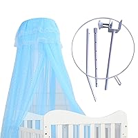 Baby Infant Toddler Bed Dome Cots Mosquito Netting Hanging Bed Net with Metal Adjustable Mosquito Net Stand Holder Support Ring Rack Stand Set