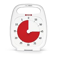 PLUS 60 Minute Desk Visual Timer — Countdown Timer with Portable Handle for Classroom, Office, Homeschooling, Study Tool with Silent Operation (White)