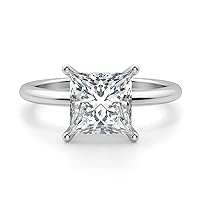 Siyaa Gems 1.80 CT Princess Moissanite Engagement Ring Wedding Eternity Band Vintage Solitaire Halo Setting Silver Jewelry Anniversary Promise Vintage Ring Gift
