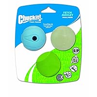 Chuckit! Fetch Medley Dog Ball Dog Toys, Small (2 Inch) Pack of 3, for Small Breeds