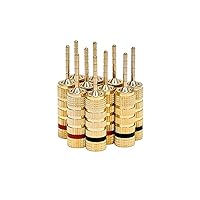 Monoprice 9438 Gold Plated Speaker Pin Plugs - 5 Pairs - Pin Screw Type, For Speaker Wire, Home Theater, Wall Plates And More
