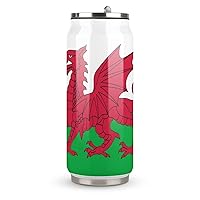 Flag of Wales Welsh Coke Mug with Lid and Straw Stainless Steel Tumbler Travel Coffee Cup for Hot Cold Drinks