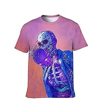 Mens Novelty-Tees Cool-Graphic T-Shirt Funny-Vintage Short-Sleeve Color Skull Hip Hop: Boys Lightweight Tops Daughters Gifts