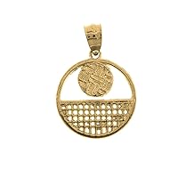 14K Yellow Gold Volleyball Pendant