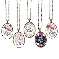Inspirational Necklace for Women Mom Christian Gift Faith Necklace Religious Scripture Jewelry 5pcs