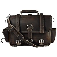 Distressed, Full Grain Leather Messenger Bag Briefcase Large 16