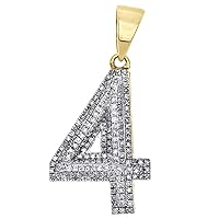 10K Yellow Gold Finish Round Cut Diamond Number 4 Bubble Pendant Pave Dome Charm 0.63 CT.