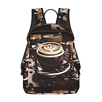 Hot Coffee with Coffee Bean print Lightweight Laptop Backpack Travel Daypack Bookbag for Women Men for Travel Work