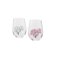 Japanese Sakura Cherry Blossom Color Changing Glass Cups (Pair) Magical Blooming Wine Glasses